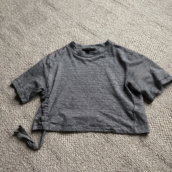 All Saints Tops - All Saints Black and White Striped Top